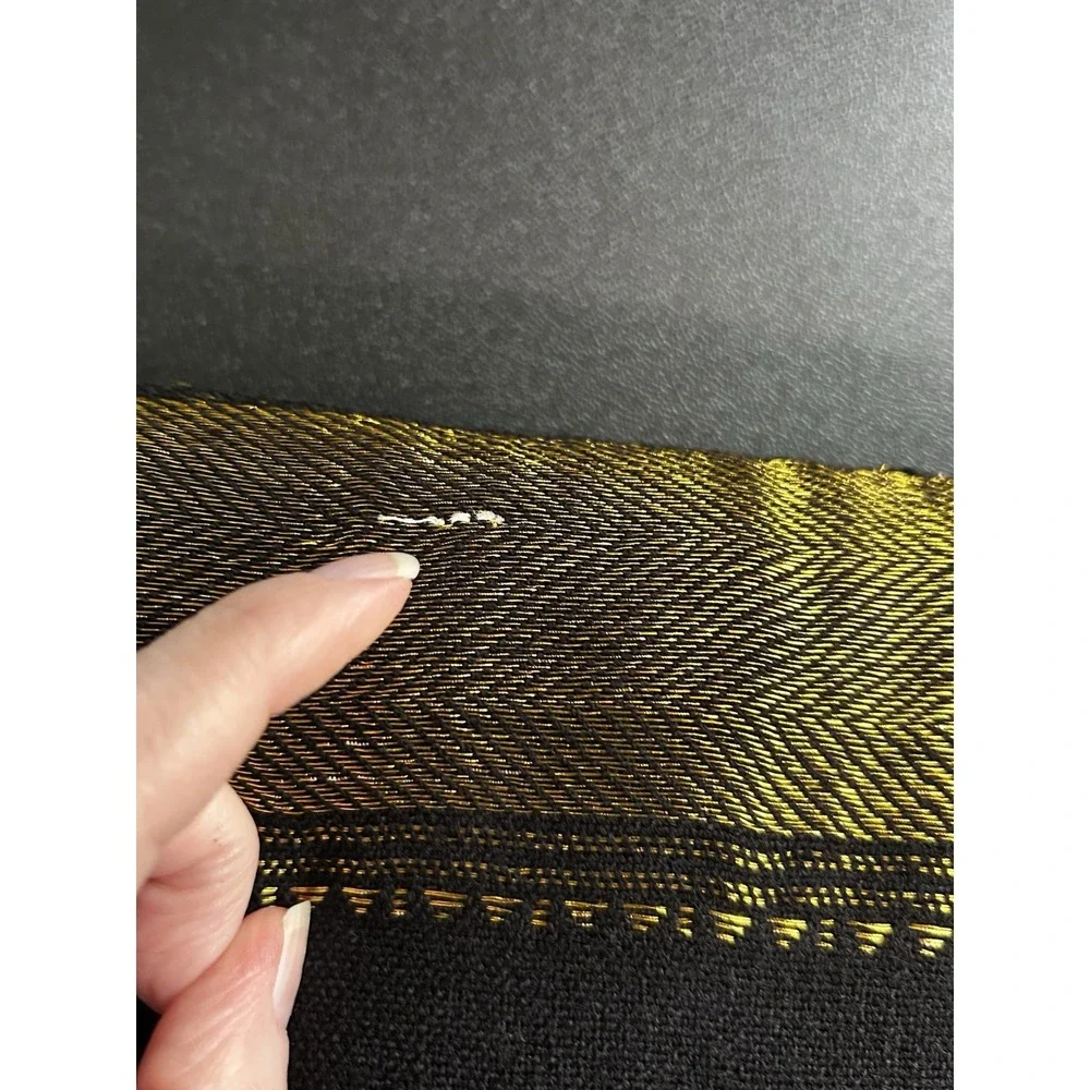 Unbranded‎ Wool Blend Embroidered Metallic Fringed Scarf 82 X 38.5 Gypsy Boho